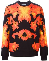 Мужской оранжевый свитер с круглым вырезом с принтом от Givenchy