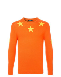 Мужской оранжевый свитер с круглым вырезом с принтом от GUILD PRIME