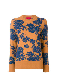Женский оранжевый свитер с круглым вырезом с цветочным принтом от The Gigi