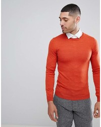 Мужской оранжевый свитер с круглым вырезом от Asos