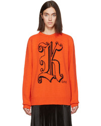 Женский оранжевый свитер с круглым вырезом от Christopher Kane