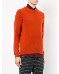 Мужской оранжевый свитер с круглым вырезом от Laneus