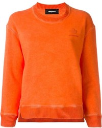 Женский оранжевый свитер с круглым вырезом от Dsquared2