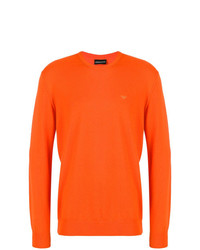 Мужской оранжевый свитер с круглым вырезом от Emporio Armani