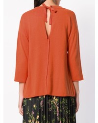 Женский оранжевый свитер с круглым вырезом от Semicouture