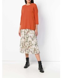 Женский оранжевый свитер с круглым вырезом от Semicouture