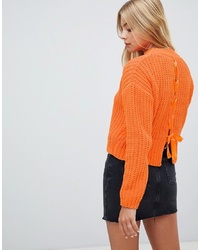 Женский оранжевый свитер с круглым вырезом от Miss Selfridge