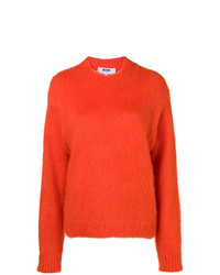 Женский оранжевый свитер с круглым вырезом от MSGM