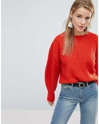 Женский оранжевый свитер с круглым вырезом от New Look
