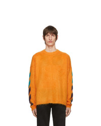 Мужской оранжевый свитер с круглым вырезом от Off-White