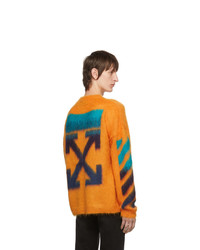 Мужской оранжевый свитер с круглым вырезом от Off-White