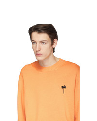 Мужской оранжевый свитер с круглым вырезом от Palm Angels