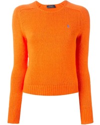 Женский оранжевый свитер с круглым вырезом от Polo Ralph Lauren