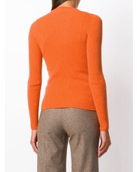 Женский оранжевый свитер с круглым вырезом от Rochas