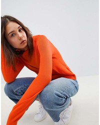 Женский оранжевый свитер с круглым вырезом от Asos