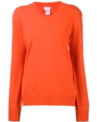 Женский оранжевый свитер с круглым вырезом от Tomas Maier