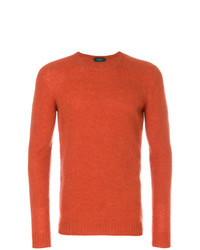 Мужской оранжевый свитер с круглым вырезом от Zanone