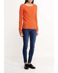 Женский оранжевый свитер с круглым вырезом от Zarina