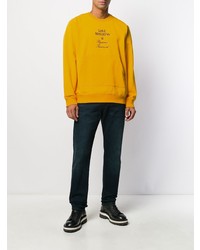 Мужской оранжевый свитшот с вышивкой от Love Moschino