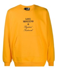 Мужской оранжевый свитшот с вышивкой от Love Moschino