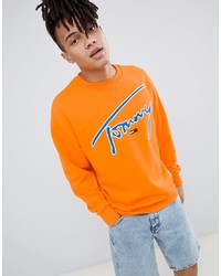 Мужской оранжевый свитшот с вышивкой от Tommy Jeans
