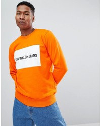 Мужской оранжевый свитшот с принтом от Calvin Klein Jeans