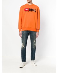 Мужской оранжевый свитшот с принтом от Diesel