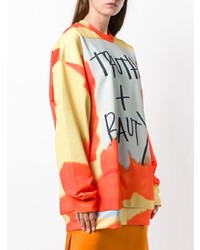 Оранжевый свободный свитер с принтом от MARQUES ALMEIDA