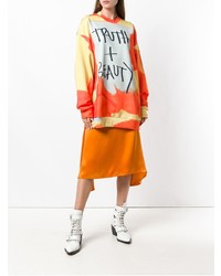 Оранжевый свободный свитер с принтом от MARQUES ALMEIDA