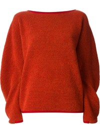 Оранжевый свободный свитер от Issey Miyake