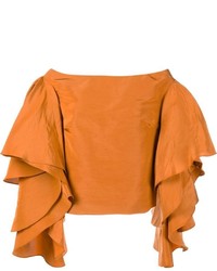 Оранжевый топ с открытыми плечами от Rosie Assoulin