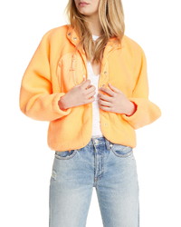 Оранжевый флисовый свитер на молнии