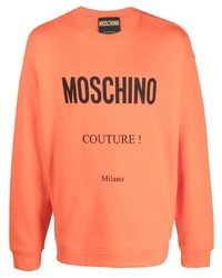 Мужской оранжевый флисовый свитшот с принтом от Moschino