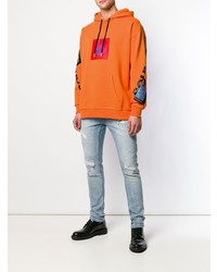 Мужской оранжевый худи с принтом от Diesel