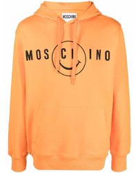 Мужской оранжевый худи с принтом от Moschino