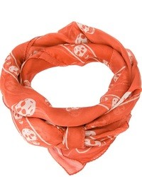Женский оранжевый шарф с принтом от Alexander McQueen