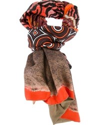 Женский оранжевый шарф с принтом от Pierre Louis Mascia