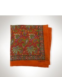 Оранжевый шарф с цветочным принтом
