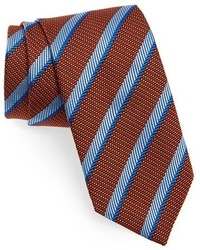 Оранжевый шелковый галстук в горизонтальную полоску