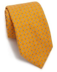 Оранжевый шелковый галстук в горошек