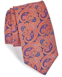 Оранжевый шелковый галстук с "огурцами"