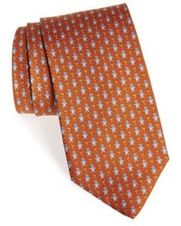 Оранжевый шелковый галстук с принтом