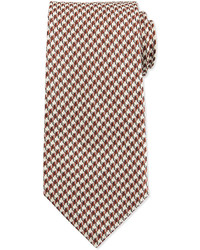 Оранжевый шелковый галстук с узором "гусиные лапки"