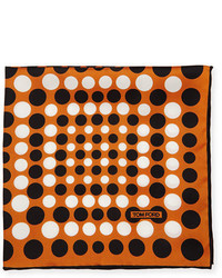 Оранжевый шелковый нагрудный платок в горошек