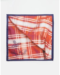 Оранжевый шелковый нагрудный платок в шотландскую клетку от Vivienne Westwood