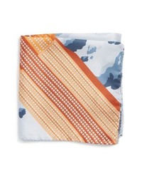 Оранжевый шелковый нагрудный платок с принтом