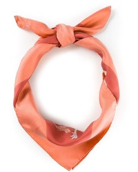 Женский оранжевый шелковый шарф с принтом от Hermes
