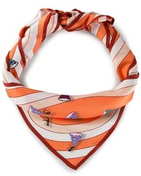 Женский оранжевый шелковый шарф с принтом от JULIEN DAVID