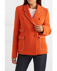 Женский оранжевый шерстяной двубортный пиджак от Bottega Veneta