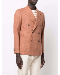 Мужской оранжевый шерстяной двубортный пиджак от Tagliatore
